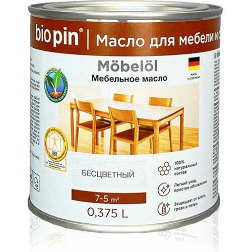 Масло для мебели BIO PIN 0950 Mobell бесцветное 0,375 л 09500