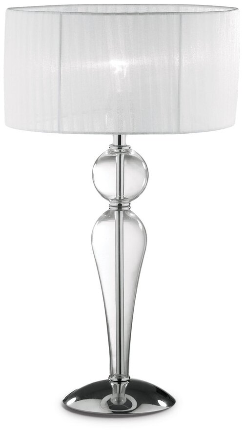 Лампа декоративная IDEAL LUX Лампа настольная Ideal Lux Duchessa TL1 big макс.1х60Вт IP20 Е27 230В Прозрачный Металл/Стекло/Органза Выкл 044491, E27, 60 Вт, белый/хром
