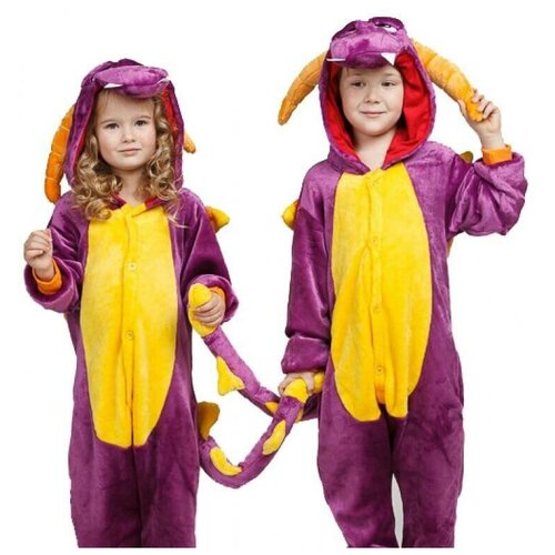 костюм пижама кигуруми для взрослых динозавр трицератопс m рост 155 165см Кигуруми Дракон , фиолетовый