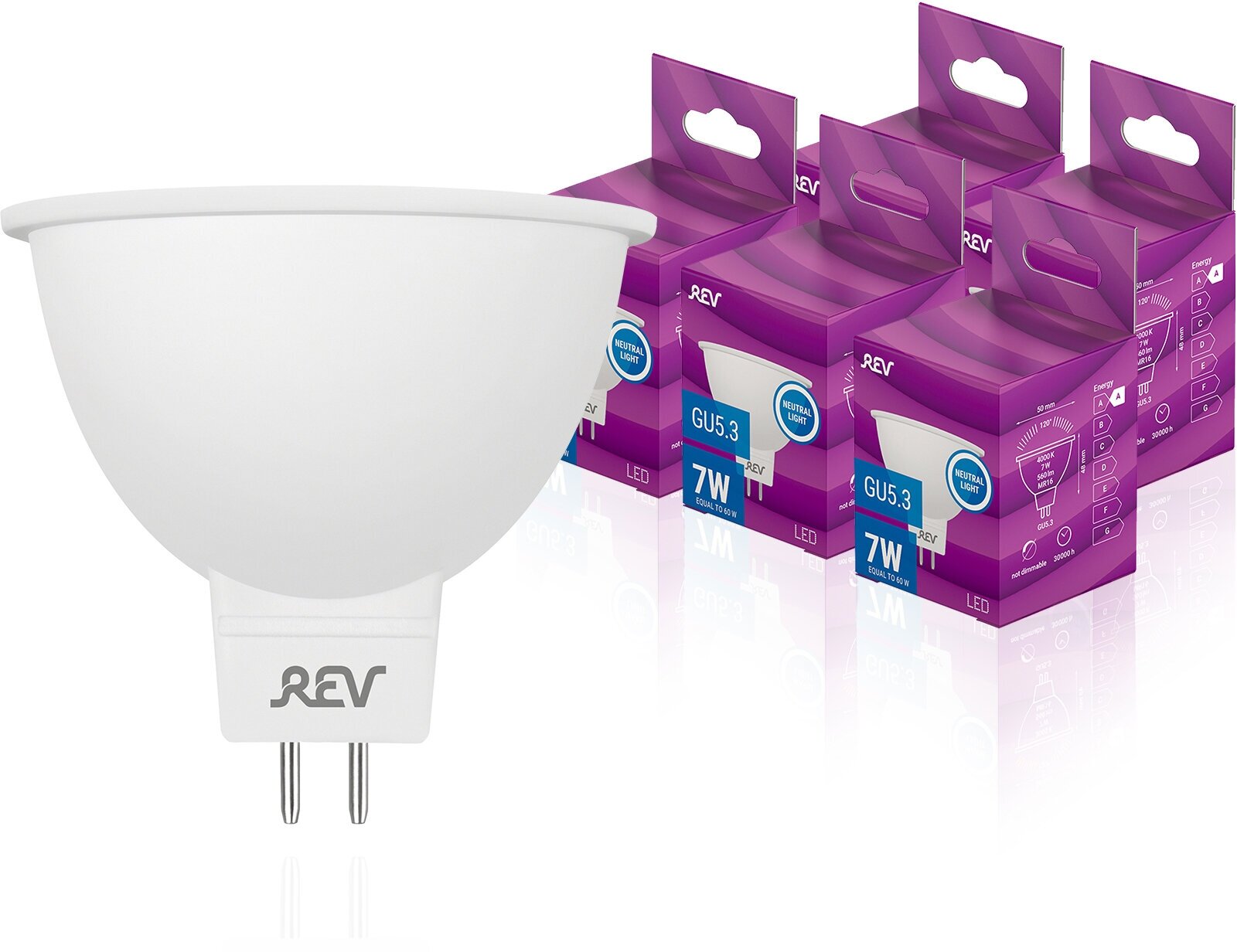 фото Лампа светодиодная (комплект 5 шт.) REV MR16, GU5.3, 7W, 4000K, 32325 9