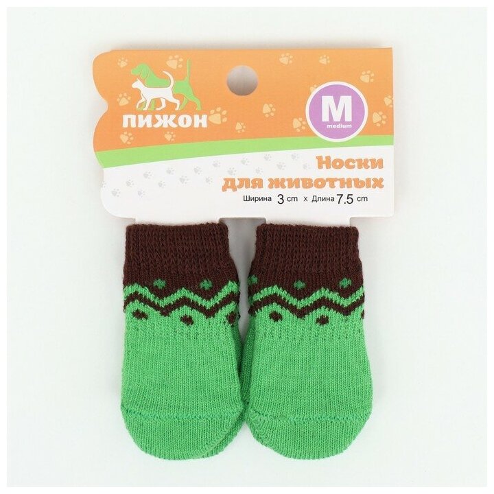 Носки нескользящие, размер M (3/4 * 7,5 см), набор 4 шт, зеленые 9426513