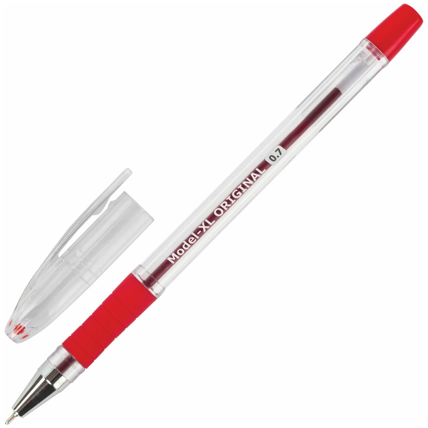 Ручка шариковая Brauberg масляная с грипом "Model-XL" Original, красная, узел 0,7 мм, линия письма 0,35 мм (143244)