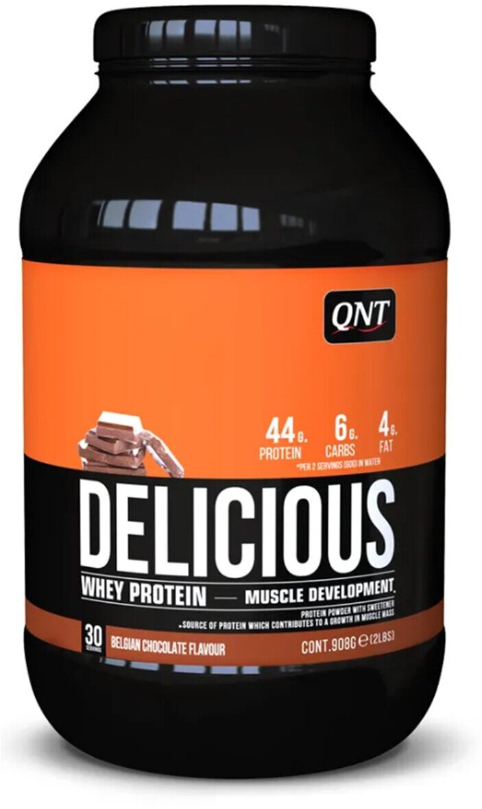 QNT Сывороточный протеин Delicious Whey Protein, вкус «Бельгийский шоколад», 908 гр, QNT