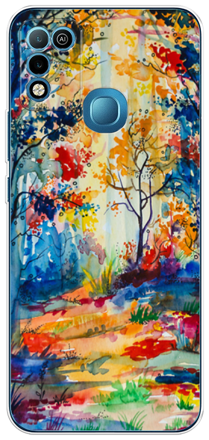 Силиконовый чехол "Нарисованный лес" на Infinix HOT 11 Play / Инфиникс Хот 11 Плей