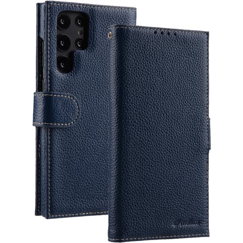 Кожаный чехол книжка Melkco Wallet Book Type для Samsung Galaxy S23 Ultra, темно-синий