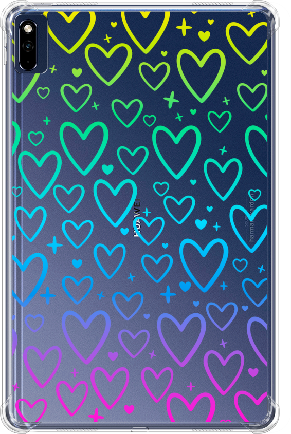 Противоударный силиконовый чехол для планшета Huawei MatePad 10.4 Радужные сердца