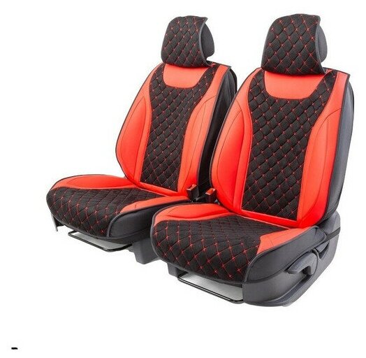 Чехлы-накидки 3D каркасные CarPerformance, на передние сиденья, эко-кожа, 2 шт, красный AUTOPROFI (CUS-3044 BK/RD)