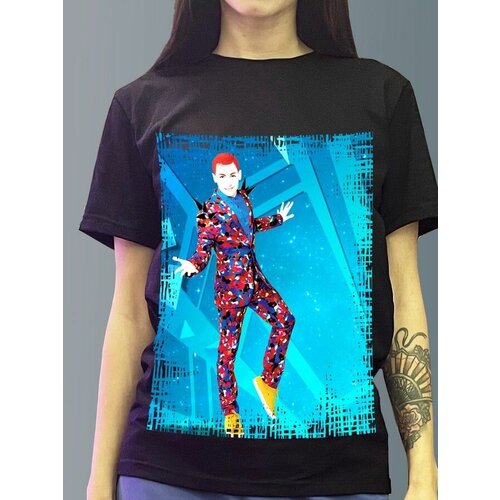 фото Футболка женская черная из хлопка с dtf рисунком игры just dance - 3239 будь на стиле