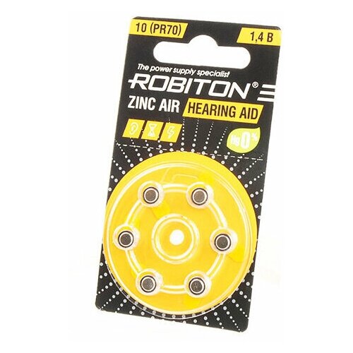 Батарейки Robiton Hearing Aid R-ZA10-BL6 (6 штук) 16911 элемент питания robiton hearing aid r za312 bl6