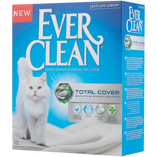 Наполнитель для кошек Ever Clean Total Cover микрогранулы двойного действия комкующийся 10 л