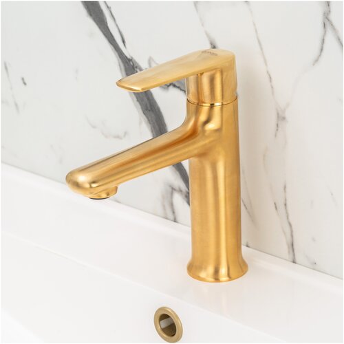 Смеситель для раковины с донным клапаном REMER VANITY V10BG brushed gold