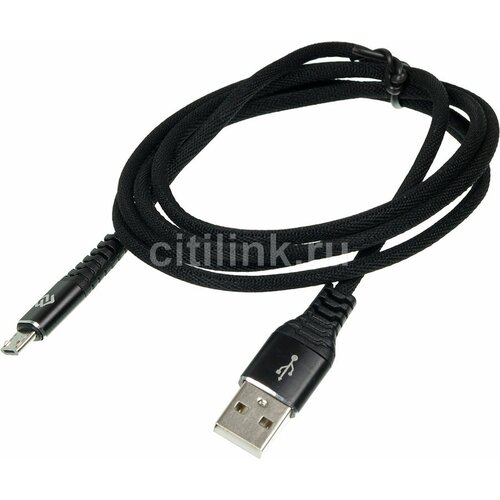 Кабель Digma MICROUSB-1.2M-BRAIDED-BLK USB (m)-micro USB (m) 1.2м черный кабель media gadget usb microusb 2a 1 0m black mgc004tbk