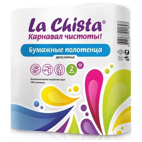 Полотенца бумажные La Chista двухслойные 2 шт. la chista губка для тела классик 6 штук