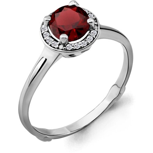 фото Кольцо diamant online, серебро, 925 проба, гранат, фианит, размер 17