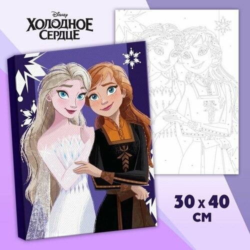 Картина по номерам в плёнке Анна и Эльза, Холодное сердце 30х40 см