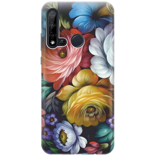 фото Re:paчехол - накладка artcolor для huawei nova 5i / p20 lite (2019) с принтом "цветочная роспись"