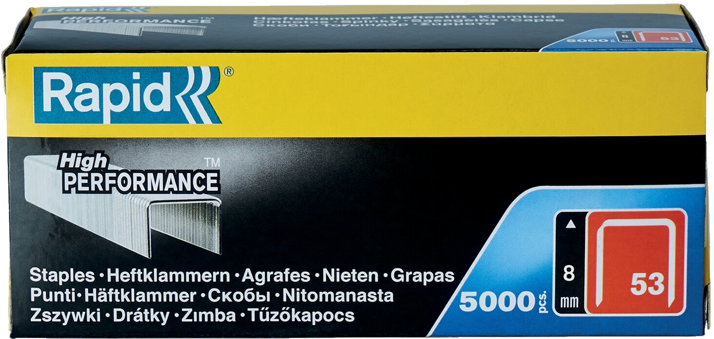 RAPID узкие, тип 53, 8 мм, 5000 шт, супертвердые профессиональные скобы (11857050)