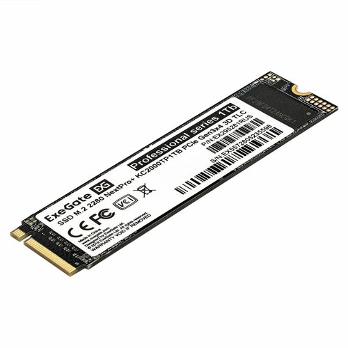 Накопитель SSD M.2 2280 1Tb ExeGate NextPro+ KC2000TP1TB (PCIe Gen3x4, NVMe, 22x80mm, 3D TLC) EX295281RUS