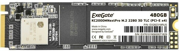 EXEGATE носитель информации SSD M.2 480GB NextPro KC2000TP480 PCIe Gen3x4, NVMe, 22x80mm, 3D TLC EX282319RUS