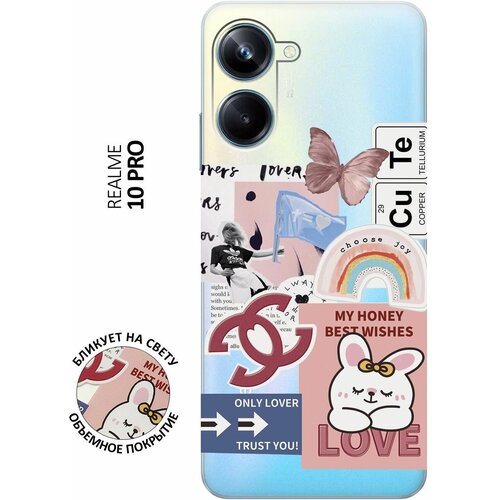 Силиконовый чехол с принтом Cute Stickers для Realme 10 Pro / Реалми 10 Про силиконовый чехол на realme 10 pro реалми 10 про прозрачный