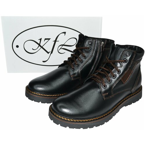 фото Ботинки высокие черные кожаные мужские на молнии и шнуровке нет бренда