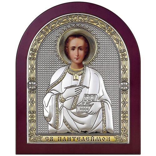 Икона Святой Пантелеймон 6405/OW, 8.5х10.2 см