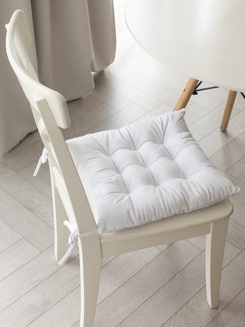 Подушка на стул DeNASTIA 40х40 велюр, цвет белый P111233