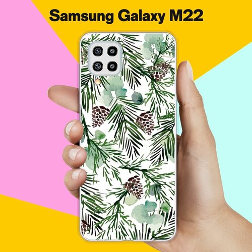 Силиконовый чехол на Samsung Galaxy M22 Шишки на елке / для Самсунг Галакси М22