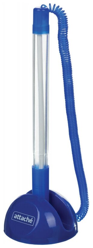 Ручка шариковая на подставке на липучке Attache син. стержень, синий корпус