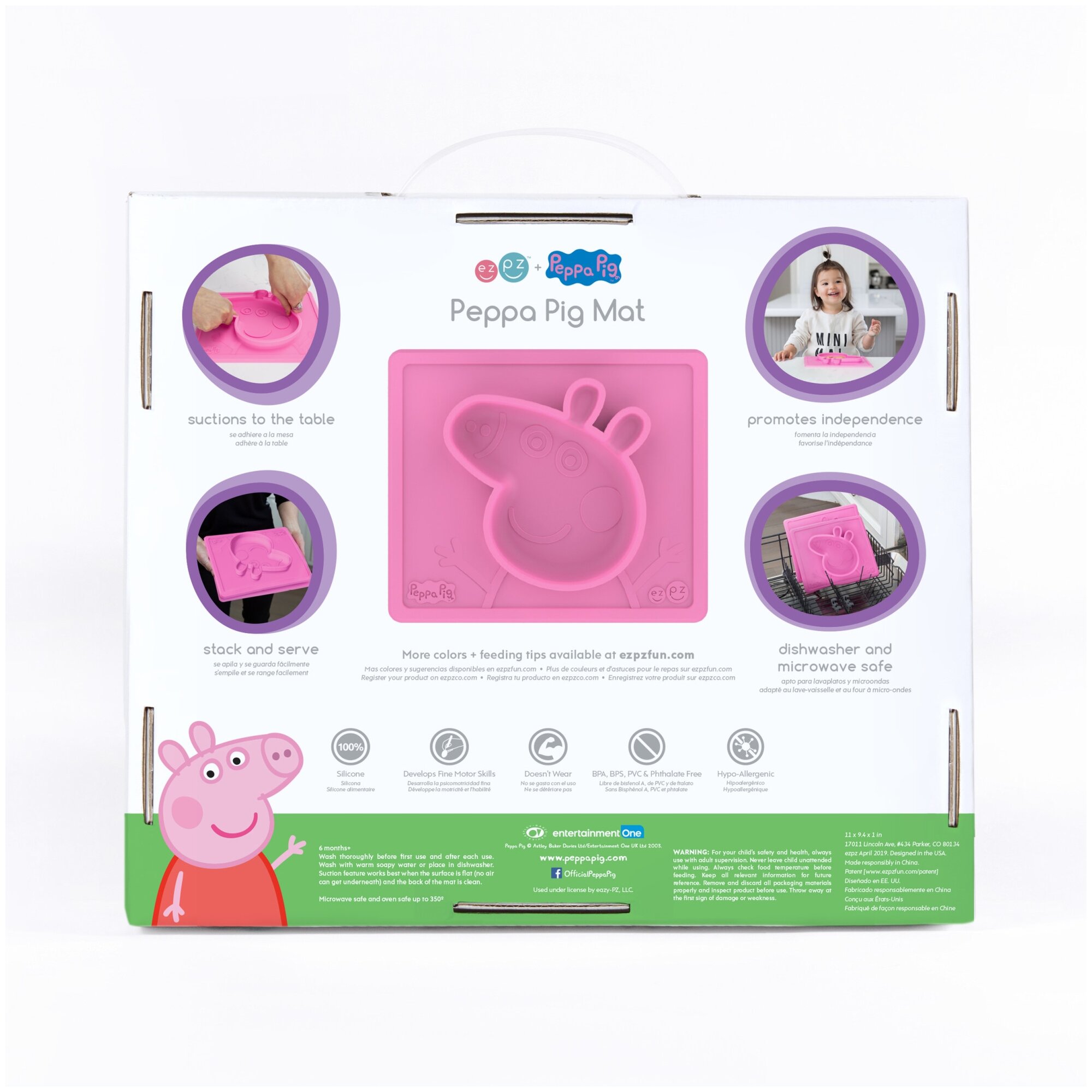 Тарелка EZPZ Peppa Pig Mat, розовый - фото №7