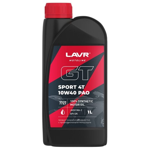 LAVR Ln7727 Моторное масло мото GT SPORT 4T 10W-40 (1л) (1 шт.)