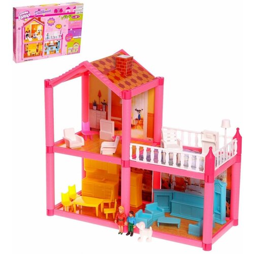 пластиковый домик для кукол двухэтажный с аксессуарами Пластиковый домик для кукол, двухэтажный, с аксессуарами