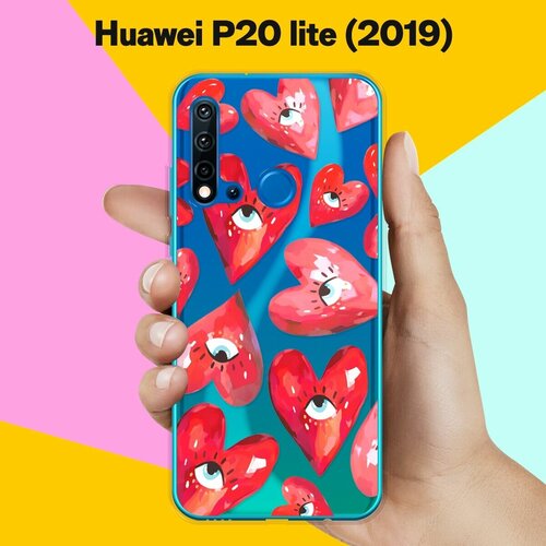Силиконовый чехол на Huawei P20 lite 2019 Сердца / для Хуавей П20 Лайт 2019 силиконовый чехол фиолетово зеленый мрамор на huawei p20 lite 2019 хуавей п20 лайт 2019