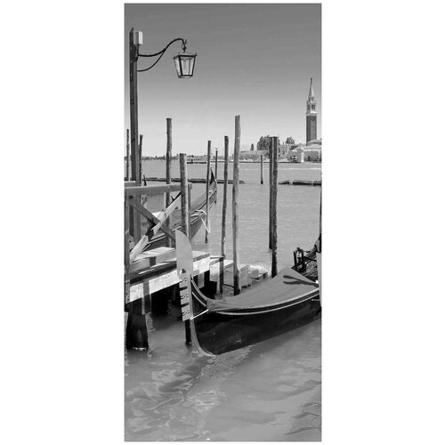 Самоклеящиеся фотообои Венеция, гондолы, размер: 90x200 см, эффект: черно-белый