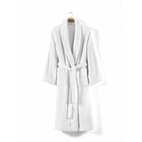 фото Халат lappartement, карманы, пояс/ремень, банный халат, размер l, белый