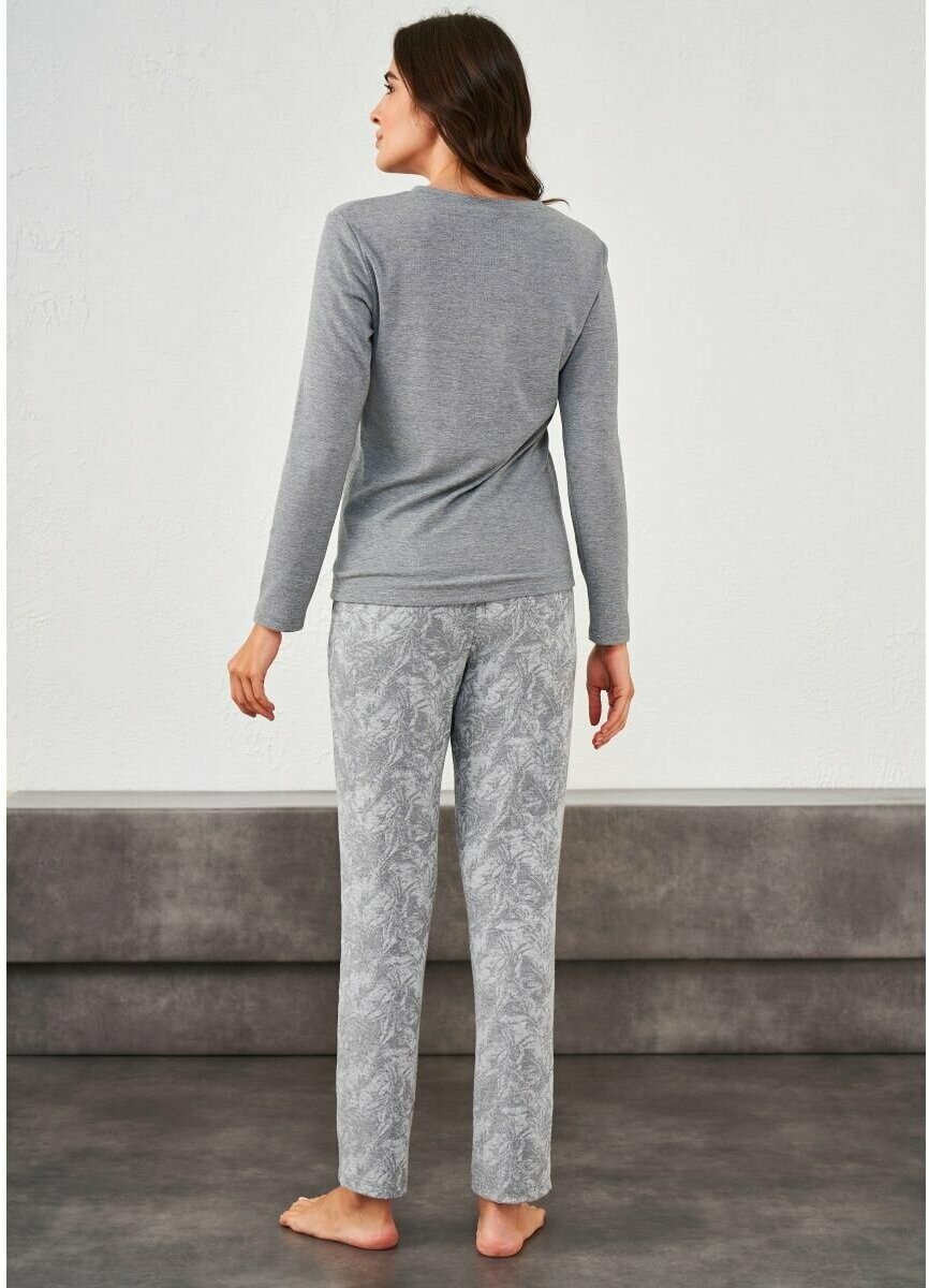 Пижама Relax Mode, длинный рукав, размер 46/48, серый - фотография № 6