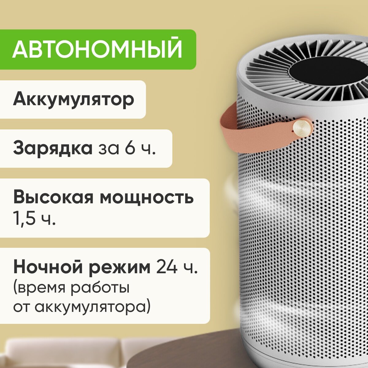 Очиститель воздуха Smartmi Air Purifier P2 / беспроводной / умный дом / Wi-Fi/ LED дисплей / выбор цвета подсветки - фотография № 6