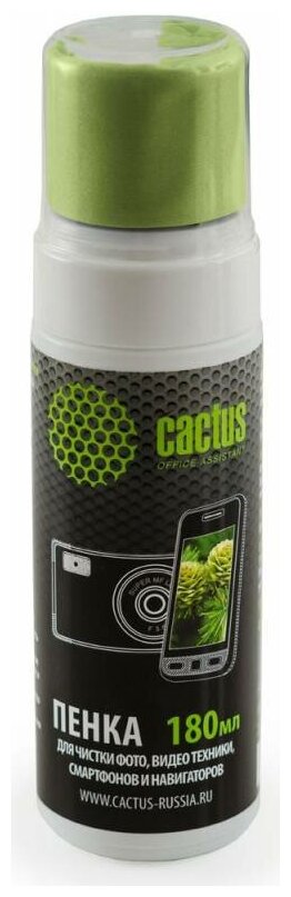 Чистящий набор (салфетки + пена) Cactus CS-S3006 для экранов и оптики 1шт 18x18см 180мл