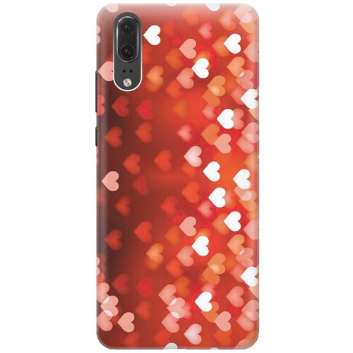 фото Cиликоновый чехол на huawei p20 / хуавей п20 с принтом "бокэ из красных сердечек" gosso
