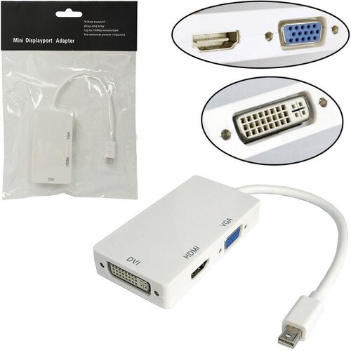 Адаптер переходник с Mini DisplayPort на HDMI / VGA / DVI аксессуар ugreen md114 mini displayport hdmi vga dvi adapter white 20417