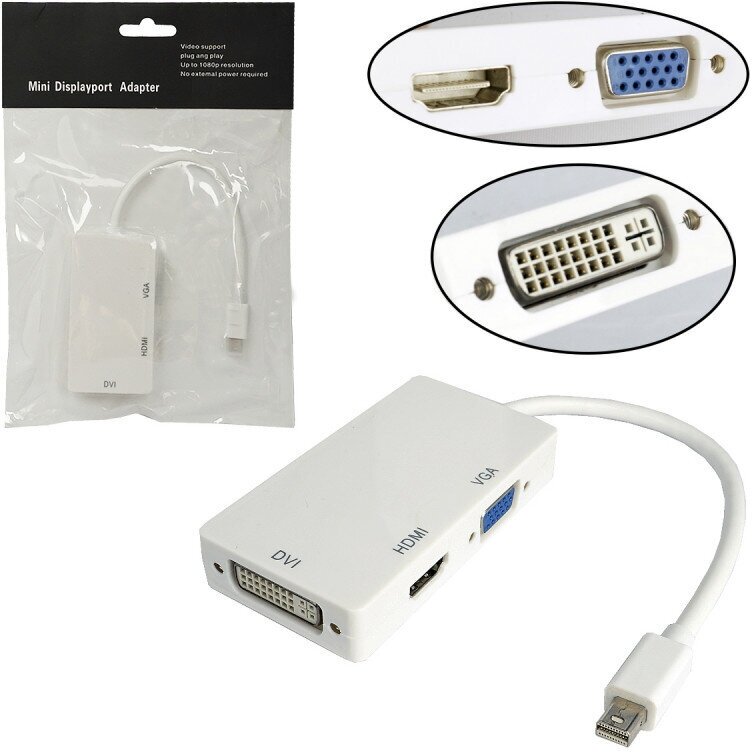 Адаптер переходник с Mini DisplayPort на HDMI / VGA / DVI