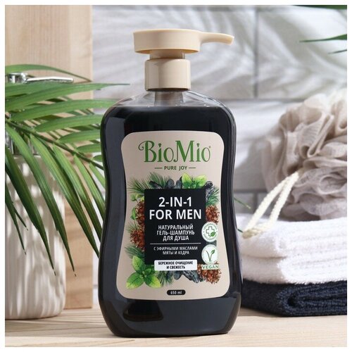 BioMio Гель-шампунь мужской для душа BioMio BIO SHOWER BODY&HAIR GEL Мята и кедр, 650 мл