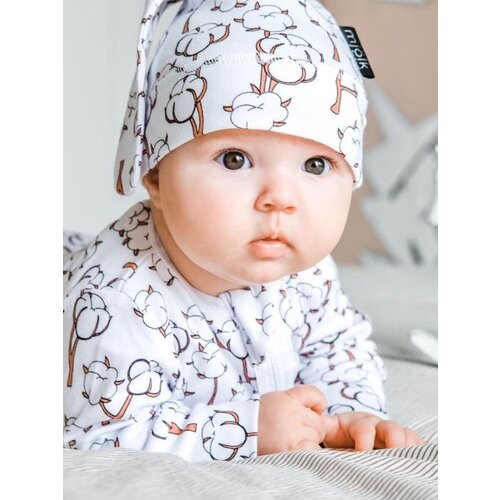 фото Шапка mjolk, размер 44/50, белый, коричневый