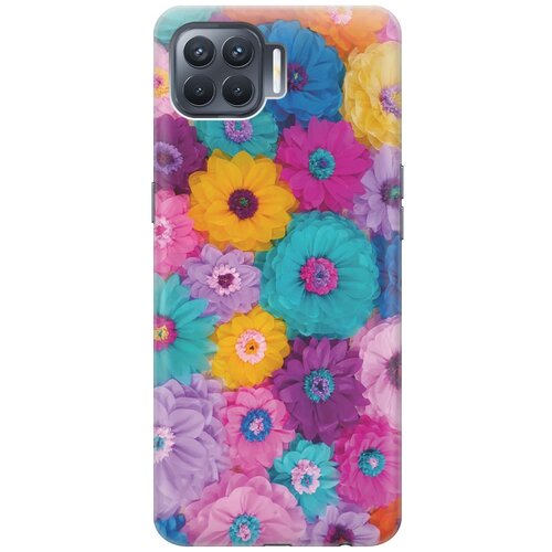 фото Cиликоновый чехол на oppo reno4 lite / оппо рено4 лайт с принтом "бумажные цветы" gosso