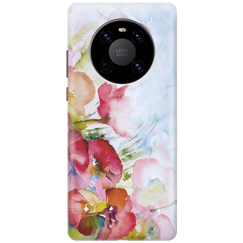 фото Cиликоновый чехол на huawei mate 40 / хуавей мейт 40 с принтом "акварельные цветы" gosso