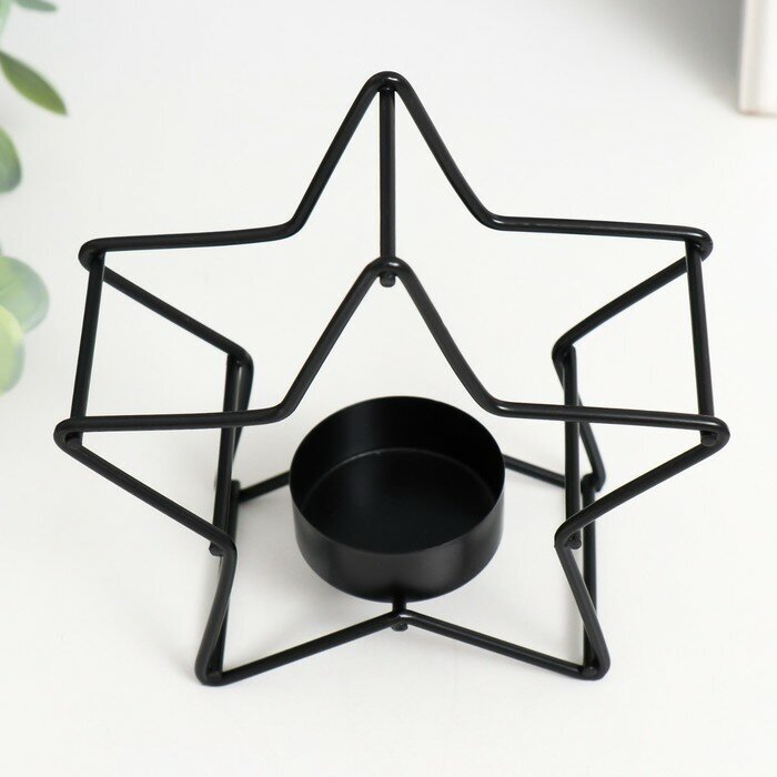 Подсвечник металл на 1 свечу "Звезда" d-3.8 см чёрный 12х5х11.8 см - фотография № 3