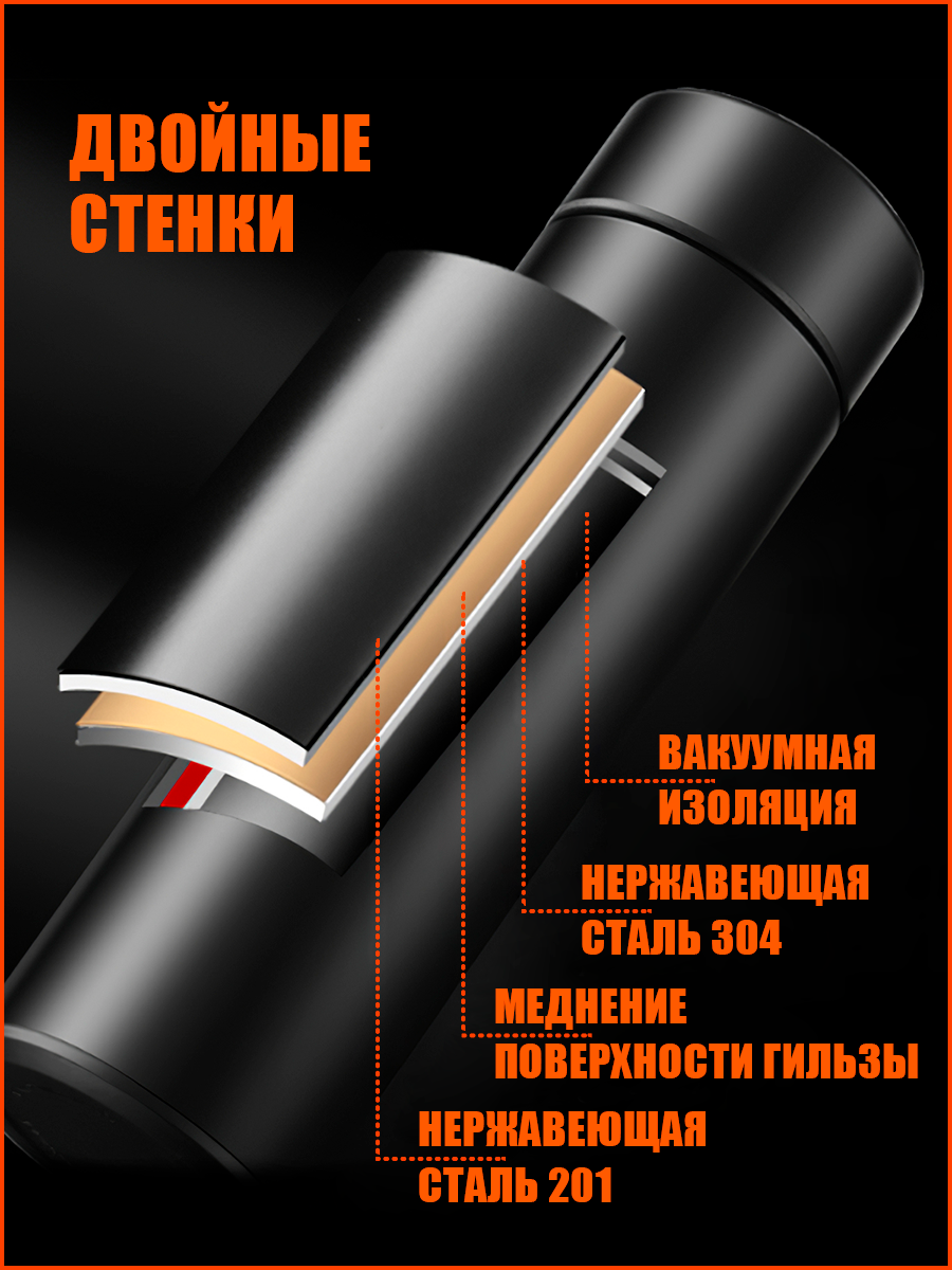 Термос с термодатчиком 500 мл / Умная термокружка с датчиком температуры/ Термостакан - фотография № 4