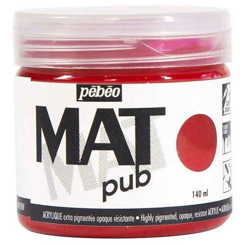 Краска акриловая PEBEO экстра матовая Mat Pub №2, маджента, 140 мл