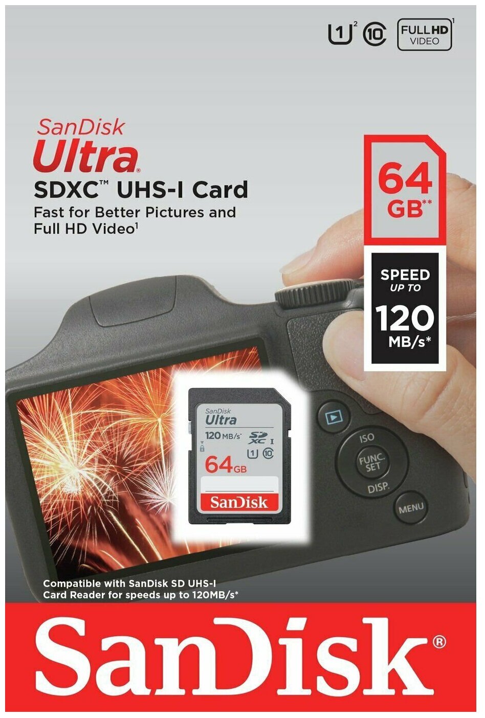 Карта памяти 64GB SanDisk SDXC Class 10 UHS-I Ultra 120MB/s - фото №3