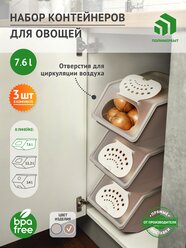 Набор контейнеров для овощей 3 шт / Ящик / Корзина 7,6л.